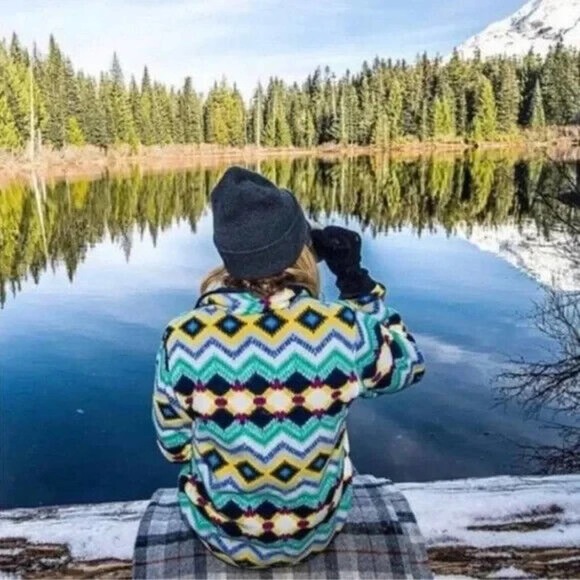 Patagonia Lightweight Synchilla Snap-T Fleece Pullover Timber Twist Aztec Size L - Picture 9 of 12